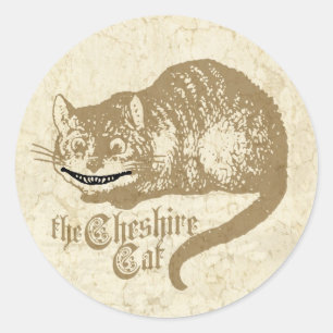 Vintage Cheshire Cat Illustration Classic Round Sticker