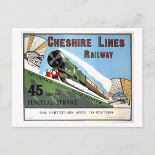 Vintage Cheshire Lines Railway Travel Poster Postcard