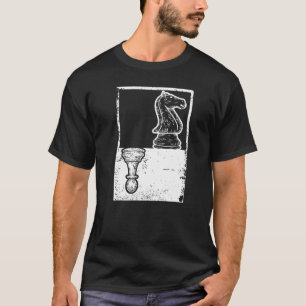 Vintage Chess Chessboxing Pawn And Knight Shadow   T-Shirt