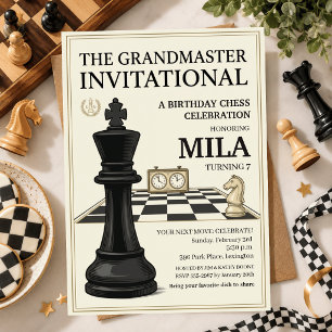 Vintage Chess Grandmaster Elegant Chess Birthday Invitation