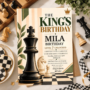 Vintage Chess Grandmaster Elegant Chess Birthday Invitation