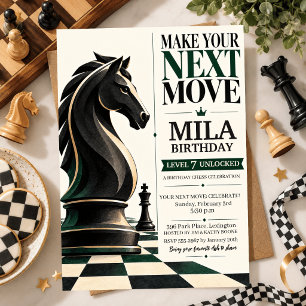 Vintage Chess Grandmaster Elegant Chess Birthday Invitation