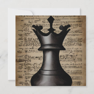 Vintage Chess Piece King Witchcraft Invitation