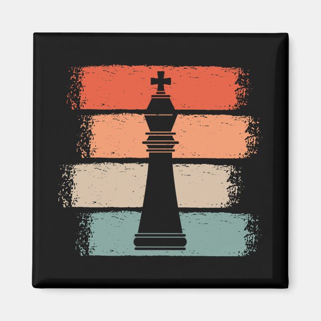 Vintage Chess Pieces Retro Magnet (Front)