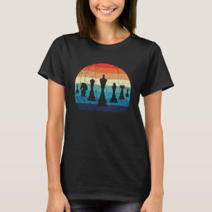 Vintage Chess Pieces Retro Sunset Design T-Shirt