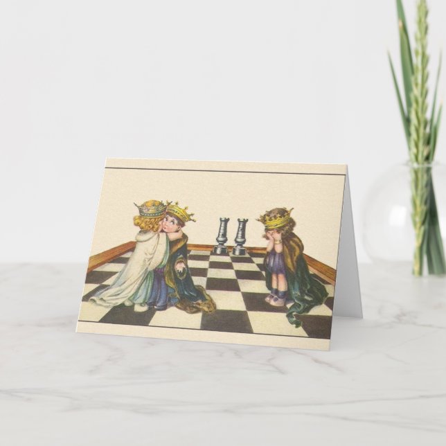 Vintage Chess Players Note Card (Front)