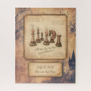 Vintage Chessboard & Chess Pieces, Player Gift Jigsaw Puzzle