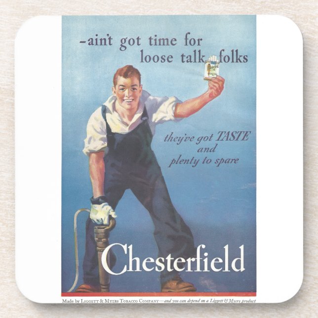 Vintage Chesterfield Cigarettes Advertisement Coaster (Front)
