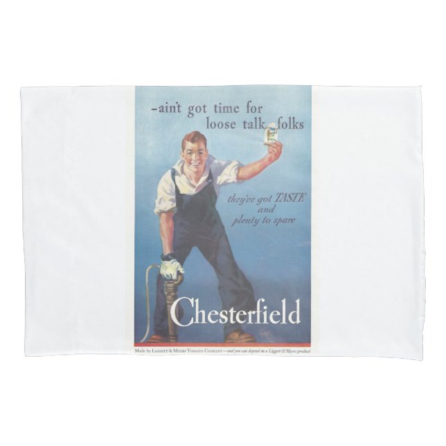 Vintage Chesterfield Cigarettes Advertisement Pillowcase (Front)
