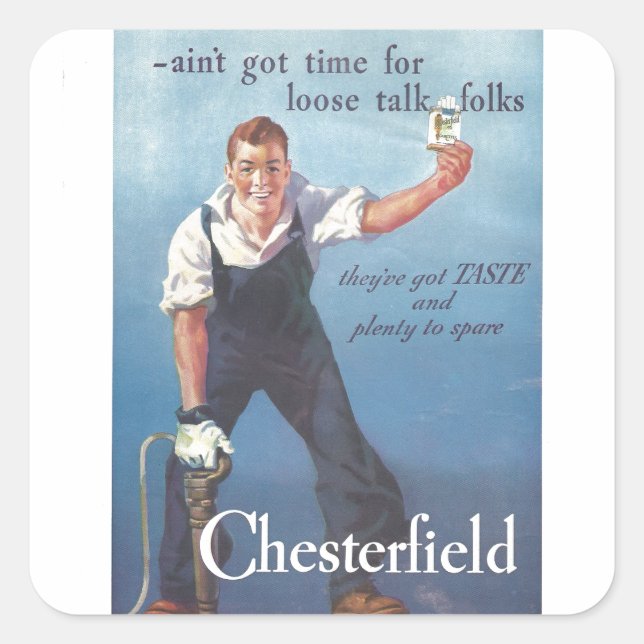 Vintage Chesterfield Cigarettes Advertisement Square Sticker (Front)
