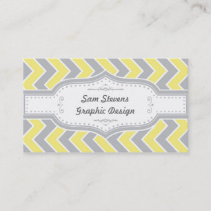 Vintage Chevron, Grey & Yellow Business Card