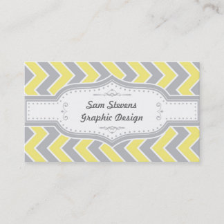 Vintage Chevron, Grey & Yellow Business Card