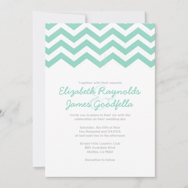 Vintage Chevron Wedding Invitations (Front)
