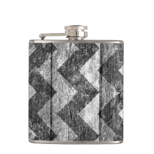 Vintage Chevron Wood Abstract #10 Hip Flask