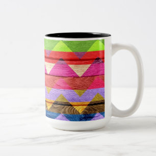 Vintage Chevron Wood Abstract #5 Two-Tone Coffee Mug