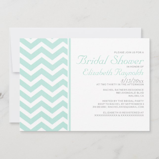 Vintage Chevron Zigzag Bridal Shower Invitations (Front)