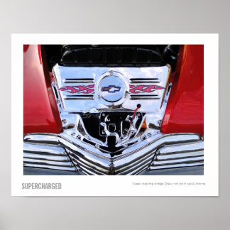 Vintage Chevy Hot Rod Engine Photograph Poster