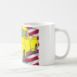 Vintage Chevy Truck with American Flag Coffee Mug