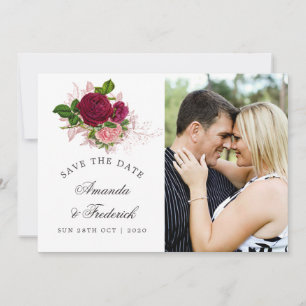 Vintage Chic Blush and Burgundy Save the Date