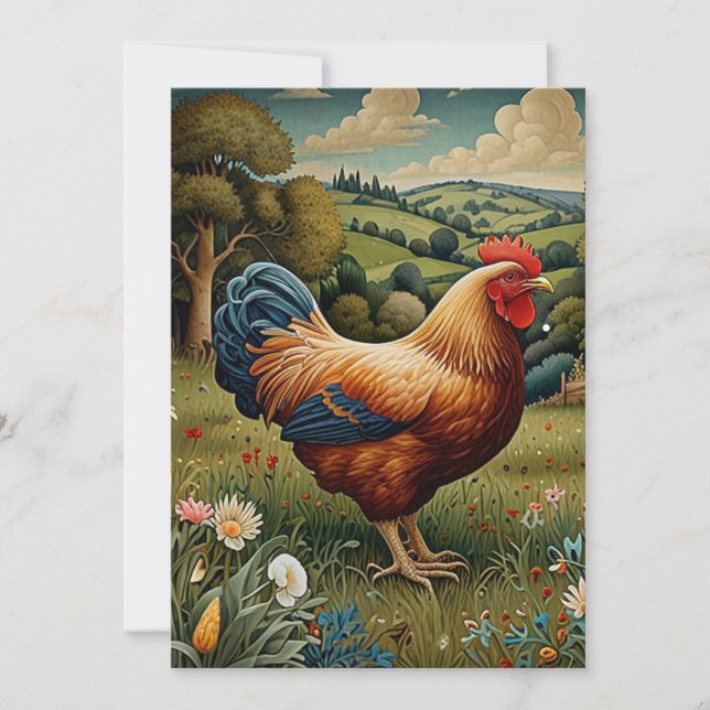 Vintage chic boho chicken pasture landscape invitation (Front)