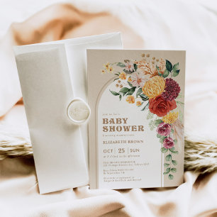 Vintage Chic Boho Floral Garden Baby Shower Invitation