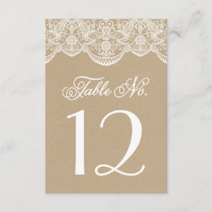 Vintage Chic Brocade Lace Table Number Cards