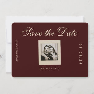 Vintage Chic Burgundy Photo Save the Date