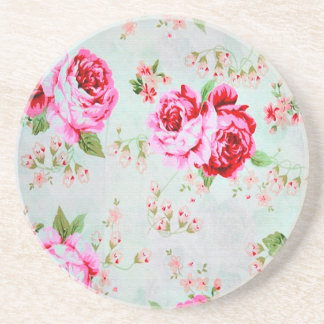 Vintage Chic Cottage Pink Rose Floral Coaster