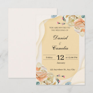 Vintage Chic Fall Flowers Wedding Invite