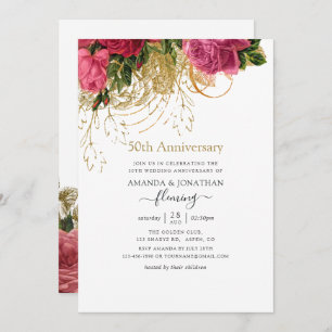 Vintage Chic Floral 50th Wedding Anniversary Invitation