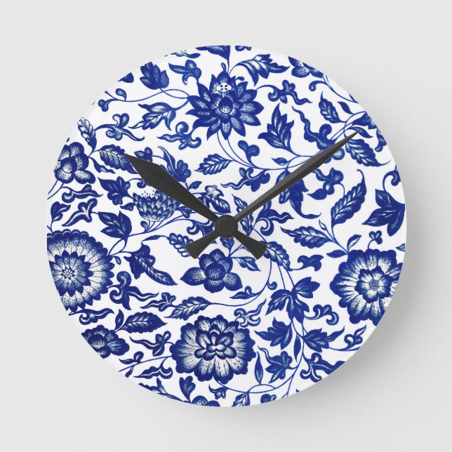 Vintage Chic Floral Design Round Clock (Front)