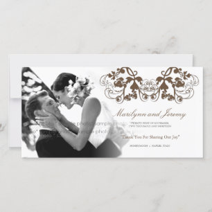 Vintage Chic Floral Flourish Wedding Thank You Card