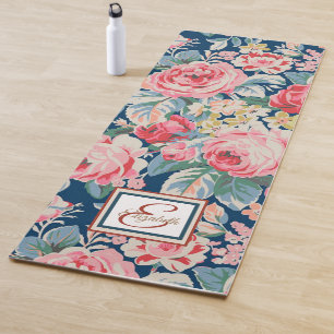 Vintage Chic  Floral Monogram- Personalised Yoga Mat