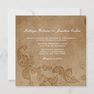 Vintage Chic Floral White Peacock Wedding Invite