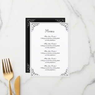 Vintage chic flourish border wedding menu template