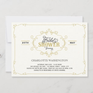 Vintage Chic Flourish Gold Bridal Shower Invite