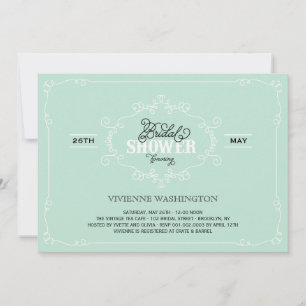 Vintage Chic Flourish Mint Bridal Shower Invite