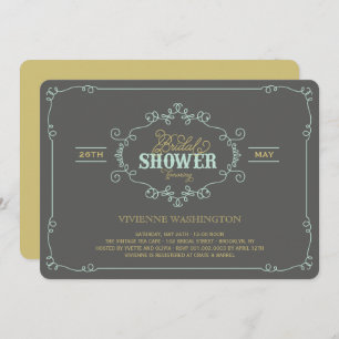 Vintage Chic Flourish Mint Bridal Shower Invite