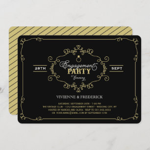 Vintage Chic Flourish Ring Engagement Party Invite