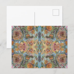 Vintage Chic Flower Garden Watercolor Painting Postcard