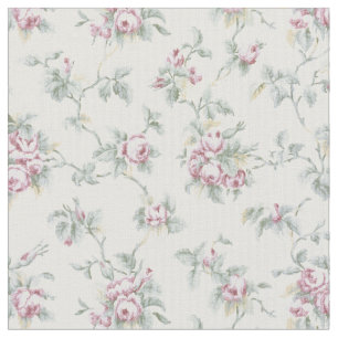 Vintage Chic French Roses and Stripes Fabric