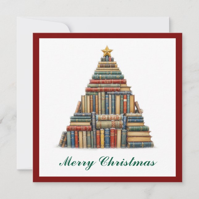 Vintage Chic Fun Colourful Books Lover  Holiday Card (Front)