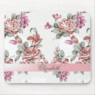 Vintage Chic Girly  Flowers-Personalised Mouse Pad