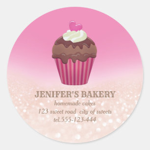 Vintage chic glittery Homemade cupcakes and sweets Classic Round Sticker