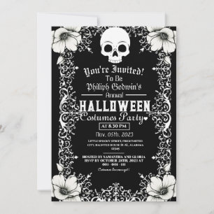 Vintage Chic Gothic Dark Halloween Costume Party Invitation