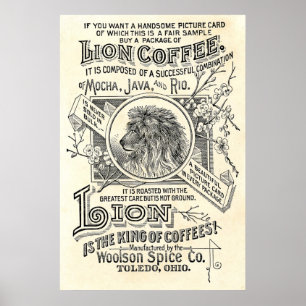 Vintage Chic Lion Coffee Advertisement Cafe Decor