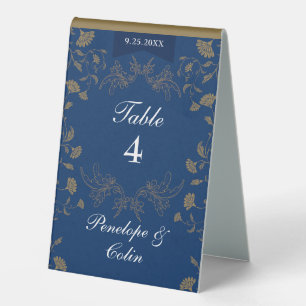 Vintage Chic Navy Blue Library Book Cover Wedding