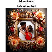 Vintage Chic Photo Frame with Roses and Ornaments