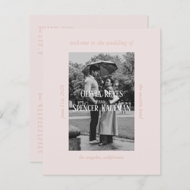 Vintage Chic Romantic Old Money Wedding Program (Front/Back)