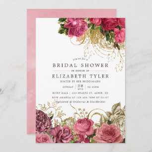 Vintage Chic Rose Gold and Blush Bridal Shower Invitation